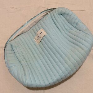 Sezane Sky teal Quilted Cosmetic Bag